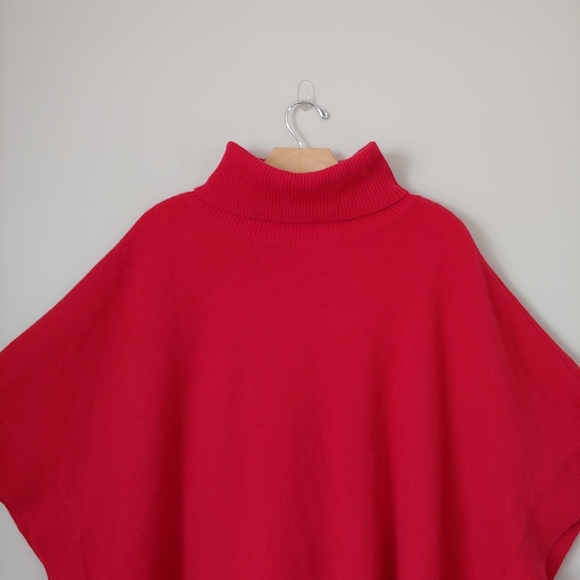 Chico's Cashmere Knit Poncho Sweater Black Label Red Size Large / X-Large - Picture 7 of 16